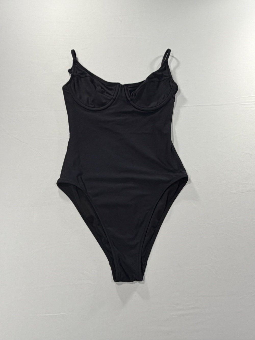 J Crew One Piece Swimsuit Black Women Size 6 Underwire Minimalist